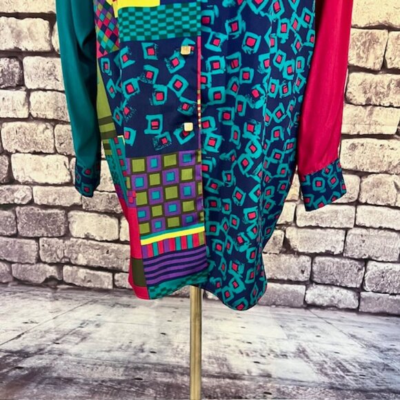 Jo Hardin Vintage Multicolored Long Sleeve Blouse Size 12 - Picture 3 of 10